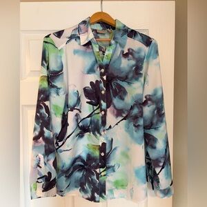 Chico’s Long Sleeve Blouse Painted Passion Sophia Size 2 (Large) Luxury S7